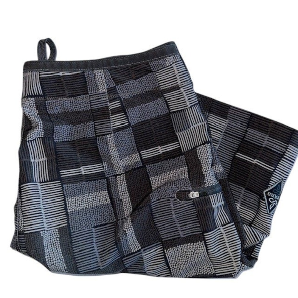 PrAna Swim Shorts Geometric‎ Print Swim with Zip Pocket Drawstring Closure Sz 32 - Picture 5 of 8